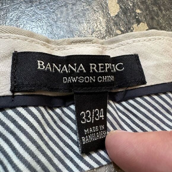 Banana Republic Dawson Chino Pants Flat Front Tan Color 100% Cotton Size 34x33 - Picture 8 of 16